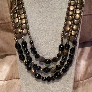 3 layer necklace Beaded and metal 24-25”